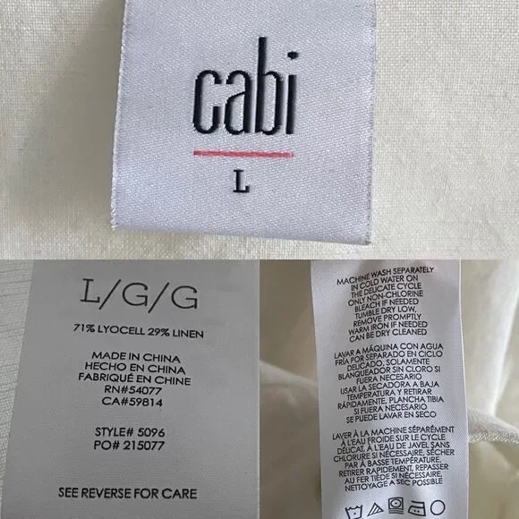 CABI Linen Double Breasted Jacket Blazer Cream Ivory L - Picture 9 of 9